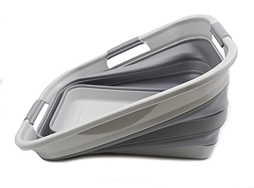 SAMMART Set of 2-30L (8 gallon) Collapsible Plastic Laundry Basket - Foldable Pop Up Storage Container/Organizer - Portable Washing Tub - Space Saving Hamper/Basket, Water capacity: 24L (6.3 gallon)