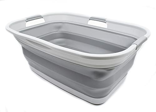 SAMMART 44L (11.6 gallon) Collapsible Plastic Laundry Basket - Foldable Pop Up Storage Container/Organizer - Portable Washing Tub - Space Saving Hamper/Basket, Water Capacity: 35L (9.2 gallon)