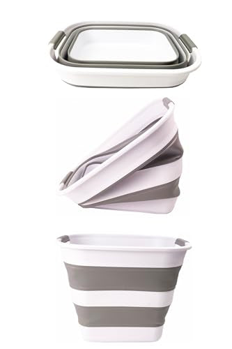 SAMMART 40L (10.5 Gallon) Set of 2 Collapsible Plastic Laundry Basket - Foldable Pop Up Storage Container/Organizer - Portable Laundry Hamper - Space Saving Washing Tub