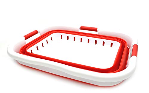 SAMMART Collapsible 3 Handled Plastic Laundry Basket - Foldable Pop Up Storage Container/Organizer - Portable Basket - Space Saving Hamper/Basket