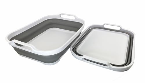 SAMMART Collapsible Tub - Foldable Dish Tub - Portable Washing Basin - Space Saving Plastic Washtub