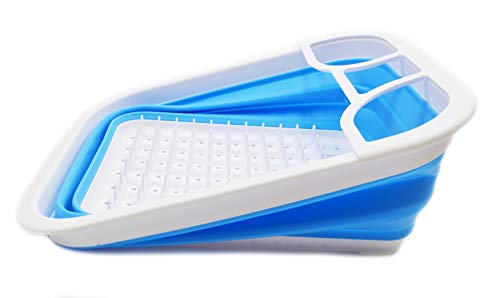 SAMMART Collapsible Dish Drainer - Foldable Drying Rack - Portable Dinnerware Organizer - Space Saving Kitchen Storage Tray