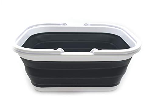 SAMMART 15.5L (4.1 Gallons) Collapsible Tub with Handle - Portable Outdoor Picnic Basket/Crater - Foldable Shopping Bag - Space Saving Storage Container