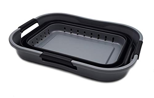 SAMMART 19L (5 Gallon) Collapsible Super Mini 3 Handled Plastic Laundry Basket - Foldable Pop Up Storage Container/Organizer - Space Saving Hamper/Basket