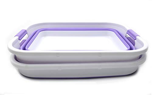 SAMMART Set of 4 Collapsible Plastic Laundry Basket Set - Foldable Pop Up Storage Container/Organizer - Portable Washing Tub - Space Saving Hamper/Basket (4, Lt. Purple)