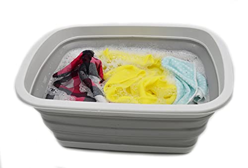 SAMMART 10L (2.6 Gallon) Collapsible Tub-Foldable Dish Tub-Portable Washing Basin-Space Saving Plastic Washtub