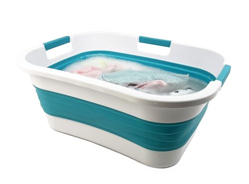 SAMMART 30L (7.9 gallon) Collapsible Plastic Laundry Basket - Foldable Pop Up Storage Container/Organizer - Portable Washing Tub - Space Saving Hamper/Basket
