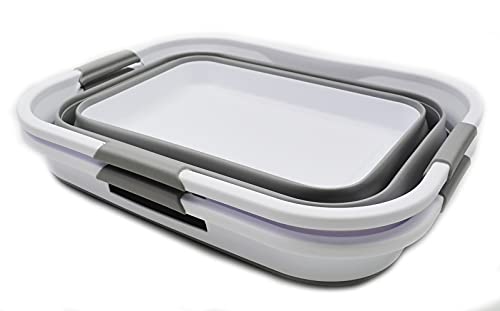 SAMMART Set of 2-30L (8 gallon) Collapsible Plastic Laundry Basket - Foldable Pop Up Storage Container/Organizer - Portable Washing Tub - Space Saving Hamper/Basket, Water capacity: 24L (6.3 gallon)