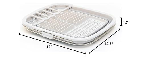 SAMMART 8L (2.11Gallons) Expandable Collapsible Dish Drainer - Foldable Drying Rack - Portable Dinnerware Organizer - Space Saving Kitchen Storage Tray