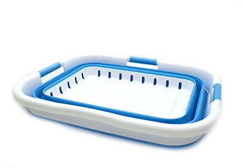 SAMMART Collapsible 3 Handled Plastic Laundry Basket - Foldable Pop Up Storage Container/Organizer - Portable Basket - Space Saving Hamper/Basket