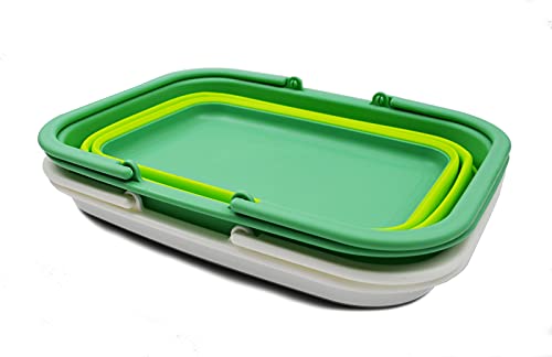 SAMMART 9.2L (2.37Gallon) Collapsible Tub with Handle 2 pcs Box Set - Portable Outdoor Picnic Basket - Foldable Shopping Bag - Space Saving Storage Container