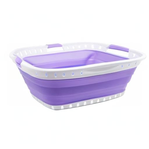 SAMMART 44L (11.62 gallon) Collapsible Plastic Laundry Basket - Foldable Pop Up Storage Container/Organizer - Portable Washing Tub - Space Saving Hamper/Basket