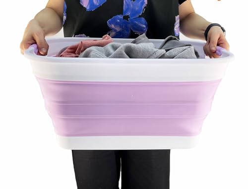 SAMMART 27L (7.1 Gallons) Collapsible Plastic Laundry Basket with Handle-Foldable Pop Up Storage Basket with handle