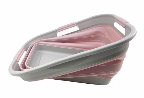 SAMMART 30L (8 gallons) Collapsible Plastic Laundry Washing Tub/Basket-Portable Pop Up Storage Container/Organizer-Foldable Laundry Hamper-Space Saving