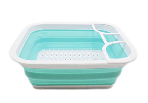 SAMMART Collapsible Dish Drainer - Foldable Drying Rack - Portable Dinnerware Organizer - Space Saving Kitchen Storage Tray