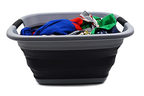 SAMMART Set of 2-21L(5.5 gallon) Collapsible Laundry Basket/Tub-Foldable Storage Container-Portable Washing Bin - Space Saving Hamper, Water capacity: 17L (4.4 gallon)