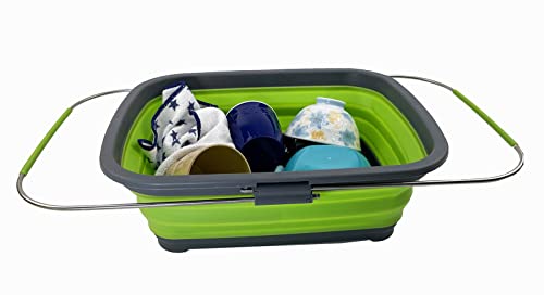 SAMMART 8L (2.11 Gallons) Expandable & Collapsible Dish Drainer - Foldable Drying Rack - Portable Dinnerware Organizer - Space Saving