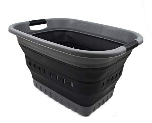 SAMMART 37L (9.77 gallon) Collapsible Plastic Laundry Basket - Foldable Pop Up Storage Container/Organizer - Space Saving Hamper/Basket