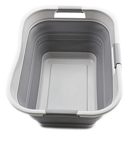 SAMMART Set of 2-30L (8 gallon) Collapsible Plastic Laundry Basket - Foldable Pop Up Storage Container/Organizer - Portable Washing Tub - Space Saving Hamper/Basket, Water capacity: 24L (6.3 gallon)