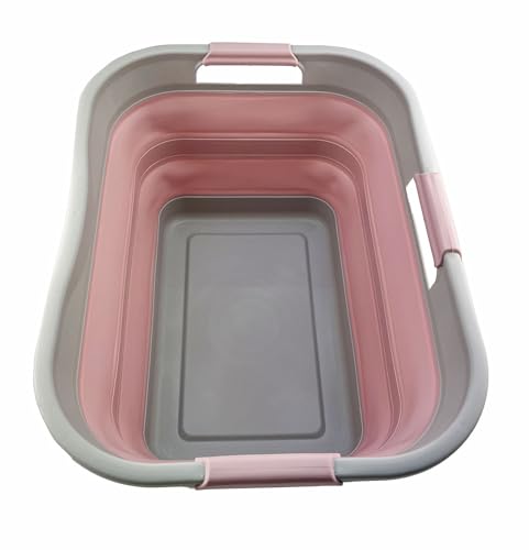 SAMMART 30L (8 gallons) Collapsible Plastic Laundry Washing Tub/Basket-Portable Pop Up Storage Container/Organizer-Foldable Laundry Hamper-Space Saving