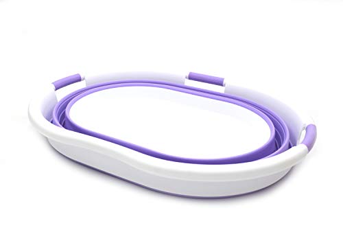 SAMMART 57L (15 Gallons) Collapsible 3-Handled Plastic Laundry Basket - Oval Tub - Portable Washing Tub-Space Saving Laundry Hamper, Water Capacity 44L / 11.6 Gallon