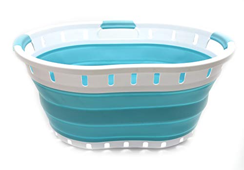 SAMMART 36L (9.5 gallon) Collapsible 3 handled Plastic Laundry Basket - Portable Oval Basket - Foldable Storage Container/Organizer - Space Saving Laundry Hamper