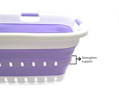 SAMMART Collapsible 3 Handled Plastic Laundry Basket - Foldable Pop Up Storage Container/Organizer - Portable Basket - Space Saving Hamper/Basket