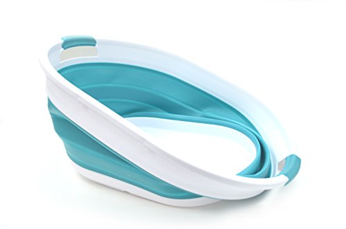 SAMMART 39L(10.3 gallon) Collapsible Plastic Laundry Basket - Oval Tub/Basket - Foldable Storage Container-Portable Washing Tub - Space Saving Laundry Hamper, Water capacity: 30L (7.9 gallon)