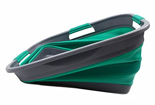 SAMMART Set of 2-30L (8 gallon) Collapsible Plastic Laundry Basket - Foldable Pop Up Storage Container/Organizer - Portable Washing Tub - Space Saving Hamper/Basket, Water capacity: 24L (6.3 gallon)