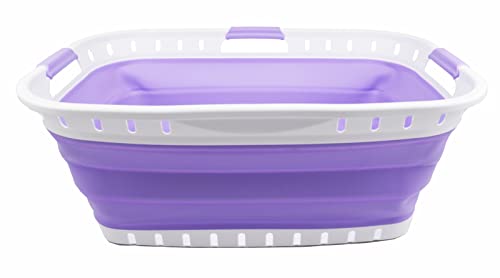 SAMMART 44L (11.62 gallon) Collapsible Plastic Laundry Basket - Foldable Pop Up Storage Container/Organizer - Portable Washing Tub - Space Saving Hamper/Basket