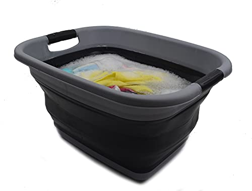 SAMMART Set of 2-21L(5.5 gallon) Collapsible Laundry Basket/Tub-Foldable Storage Container-Portable Washing Bin - Space Saving Hamper, Water capacity: 17L (4.4 gallon)