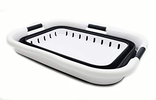 SAMMART Collapsible 3 Handled Plastic Laundry Basket - Foldable Pop Up Storage Container/Organizer - Portable Basket - Space Saving Hamper/Basket