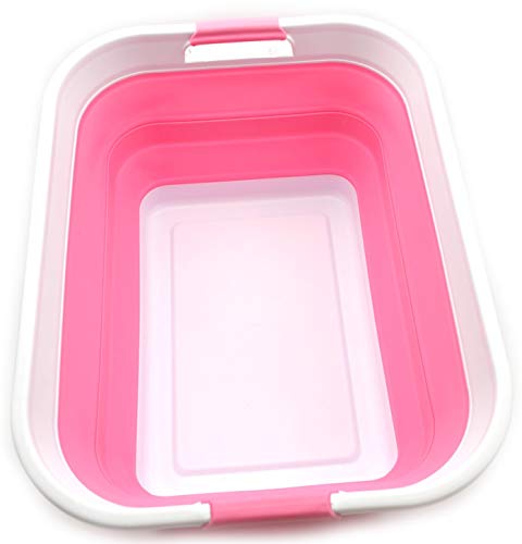 SAMMART 42L (11 Gallon) Collapsible Plastic Laundry Basket-Foldable Pop Up Storage Container/Organizer-Portable Washing Tub-Space Saving Basket, Water Capacity 34L(9 Gallon)