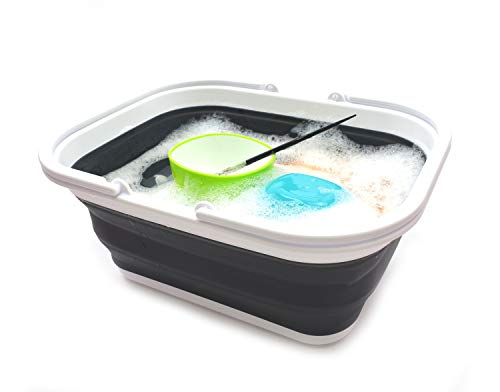 SAMMART 15.5L (4.1 Gallons) Collapsible Tub with Handle - Portable Outdoor Picnic Basket/Crater - Foldable Shopping Bag - Space Saving Storage Container