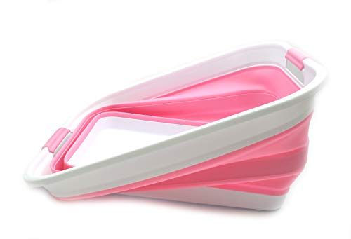 SAMMART 42L (11 Gallon) Collapsible Plastic Laundry Basket-Foldable Pop Up Storage Container/Organizer-Portable Washing Tub-Space Saving Basket, Water Capacity 34L(9 Gallon)