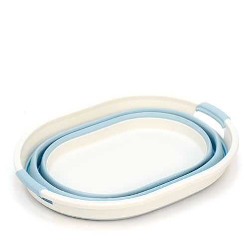 SAMMART 28L (7.4Gallons) Collapsible Plastic Laundry Basket - Oval Tub/Basket - Foldable Storage Container/Organizer - Portable Washing Tub - Space Saving Laundry Hamper