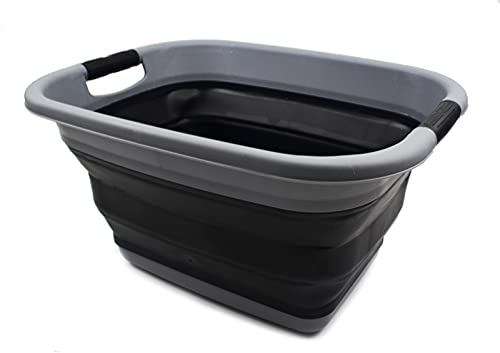 SAMMART Set of 2-21L(5.5 gallon) Collapsible Laundry Basket/Tub-Foldable Storage Container-Portable Washing Bin - Space Saving Hamper, Water capacity: 17L (4.4 gallon)