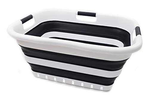 SAMMART 41L (10.8 gallon) Collapsible 3 Handled Plastic Laundry Basket - Foldable Pop Up Storage Container/Organizer - Portable Washing Tub - Space Saving Hamper/Basket
