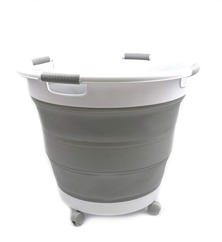 SAMMART Collapsible Laundry Basket with wheels - Foldable Pop Up Storage Container/Organizer with wheels - Portable Washing Tub - Space Saving Hamper/Basket with wheels