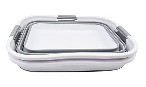 SAMMART Set of 2-30L (8 gallon) Collapsible Plastic Laundry Basket - Foldable Pop Up Storage Container/Organizer - Portable Washing Tub - Space Saving Hamper/Basket, Water capacity: 24L (6.3 gallon)