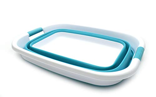 SAMMART 31L (8.1 gallon) Collapsible Plastic Laundry Basket-Pop Up Storage Container - Portable Washing Tub - Space Saving Hamper/Basket, Water capacity: 23L (6 gallon)