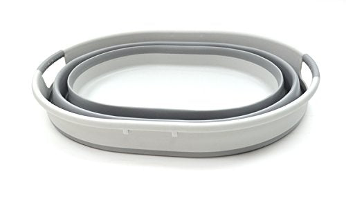 SAMMART 25L(6.6 gallon) Collapsible Oval Laundry Basket-Foldable Storage Container/Organizer-Portable Washing Tub-Space Saving Hamper-Pet Bath Tub, Water capacity 20L(5.28 gallon)