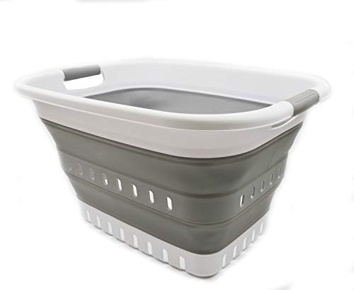 SAMMART 37L (9.77 gallon) Collapsible Plastic Laundry Basket - Foldable Pop Up Storage Container/Organizer - Space Saving Hamper/Basket