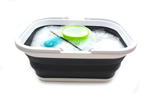 SAMMART 15.5L (4.1 Gallons) Collapsible Tub with Handle - Portable Outdoor Picnic Basket/Crater - Foldable Shopping Bag - Space Saving Storage Container