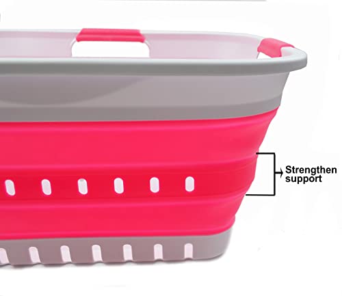 SAMMART Set of 2-30L (8 gallon) Collapsible Plastic Laundry Basket - Foldable Pop Up Storage Container/Organizer - Portable Washing Tub - Space Saving Hamper/Basket