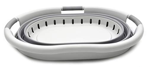 SAMMART 36L (9.5 gallon) Set of 2 Collapsible 3 Handled Plastic Laundry Basket-Foldable Pop Up Storage Container/Organizer-Space Saving Basket