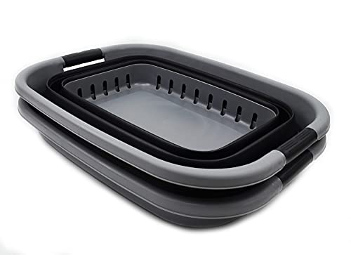 SAMMART 37L (9.77 gallon) Collapsible Plastic Laundry Basket - Foldable Pop Up Storage Container/Organizer - Portable Washing Tub - Space Saving Hamper/Basket