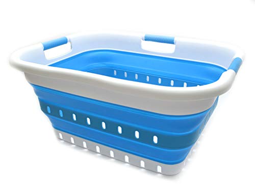 SAMMART Collapsible 3 Handled Plastic Laundry Basket - Foldable Pop Up Storage Container/Organizer - Portable Basket - Space Saving Hamper/Basket
