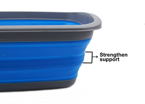 SAMMART 10L (2.6 Gallon) Collapsible Tub-Foldable Dish Tub-Portable Washing Basin-Space Saving Plastic Washtub