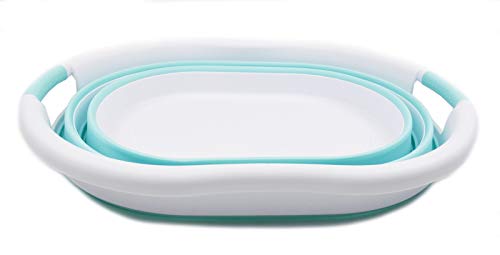 SAMMART 36L (9.5 gallon) Collapsible Plastic Laundry Basket - Oval Tub/Basket - Foldable Storage Container/Organizer - Portable Washing Tub - Space Saving Laundry Hamper, Water Capacity: 28L (7.4 gallon)